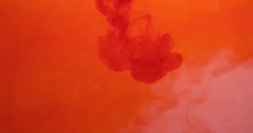 Red Ink Flowing in Water Abstract Close Up