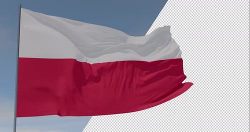 Realistic Waving Polish Flag Alpha Channel Loop