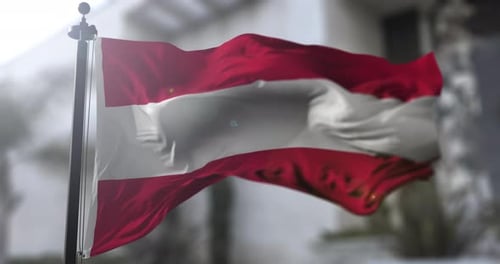 Realistic Waving Flag of Austria Loop with Lens Flare