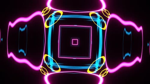 Leuchtende Neon-Abstraktionen von Figuren für Musikfestivals