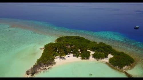Aerial top view scenery of tropical sea view beach vacation by blue water with white sandy backgroun