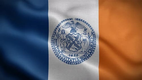 Official New York City Flag Waving in Realistic Style