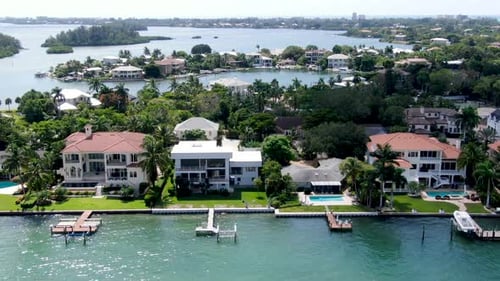 Aerial View of Bay Island Neighborhood and Luxury Villas