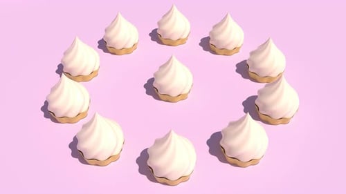 Cakes with Cream in a Circle Able to Loop Seamless