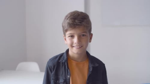 Smiling Boy Portrait in Bright Room