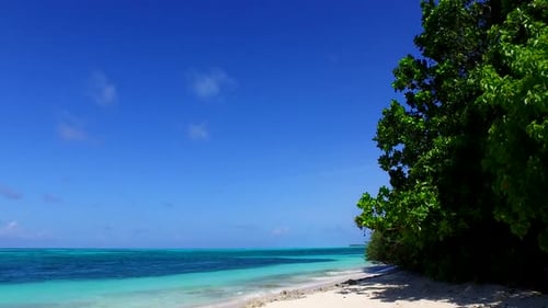 Copy space landscape of coastline beach by clear sea and sand background before sunset