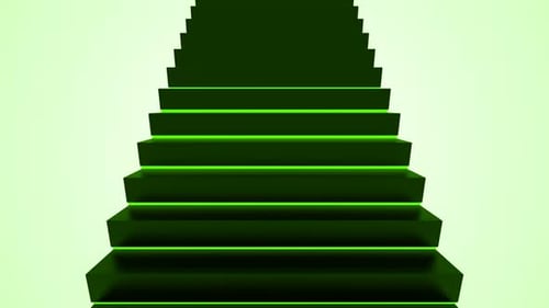 Abstract Green Neon Glowing Steps Loop