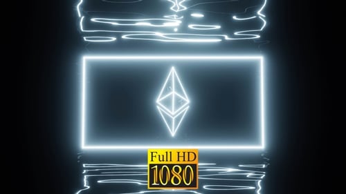 Animated Neon Geometric Symbol Reveal in Reflective Water