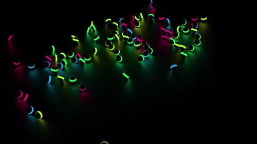 Abstract Neon Glowing Spheres Falling and Bouncing
