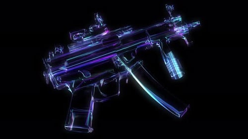 Futuristic Rotating Transparent Glowing Gun Animation