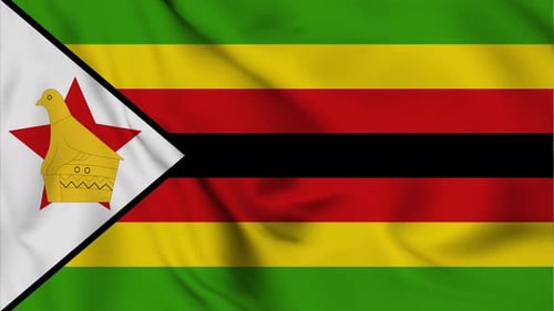 Waving National Flag of Zimbabwe Realistic Animation