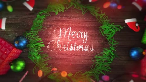 Merry Christmas Festive Title Animation with Gifts and Decorations