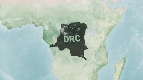 Dynamic Earth Globe Map Zoom and Highlight of DRC
