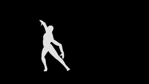 Animated Minimalist Silhouette of Person Performing Dynamic Movement Poses