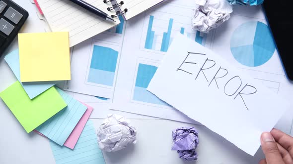 Financial Error on Desk Covered in Data, Business, Corporate Stock ...