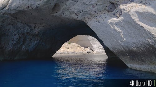 4K Traveling into a sea cave in the water