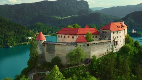 Turn Around Castle Bled on Top of a Cliff Lake Bled Slovenia