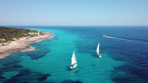 Aerial: Cap de Ses Salines in Mallorca, Spain