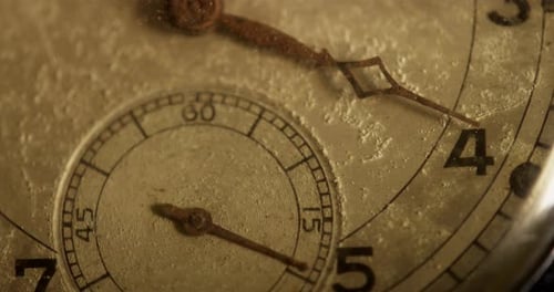 Close Up of Vintage Pocket Watch Ticking