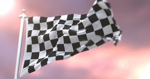 Checkered Flag at Sunset