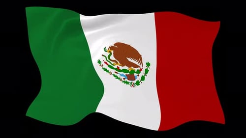 Animated Mexican Flag Waving Seamlessly on Transparent Background