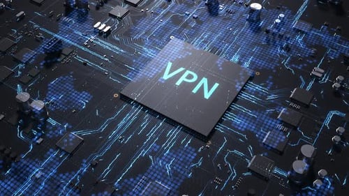 dynamische 3D-Animation mit VPN-Schriftzug.