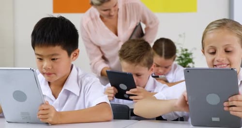 School Children Using Tablets in the Classroom