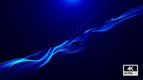 Abstract Blue Particle Wave Digital Background