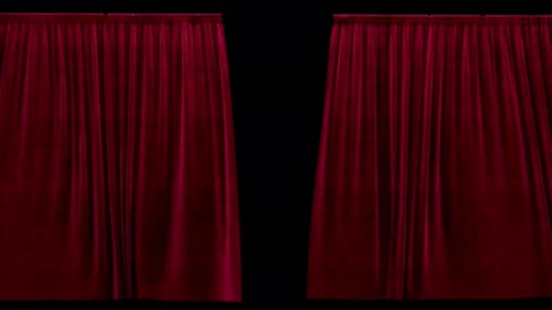 Closing Theater Red Velvet Curtains with Alpha Channel