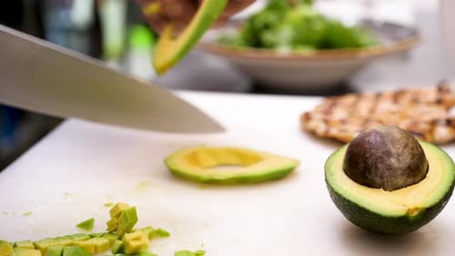 Cutting an Avocado in Pieces