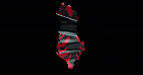 Albania Map Outline Waving Flag Animation