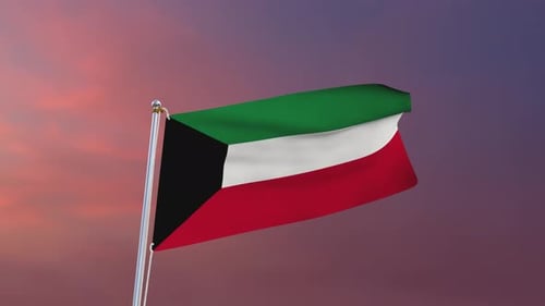 Waving Flag of Kuwait Animated Loop