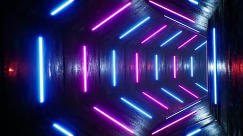 4K Hexagon VJ Neon Tunnel