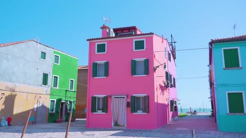Colorful Buildings in Charming European Town on Sunny Day