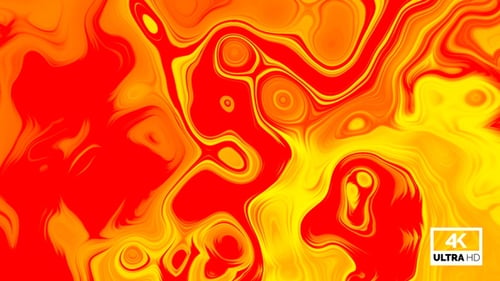 Abstract Colorful Red And Yellow Color Marble Liquid Animated Background 4K Footage V5