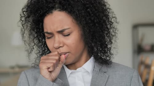 Young Woman Coughing Close Up