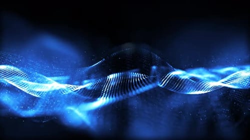 Blue Digital Particles Wave Flow 00625