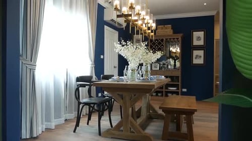 Beautiful Dining Area Fully Furnished with decorative objects