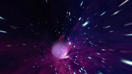 Abstract Space Tunnel Travel Through Cosmic Nebula and Stars