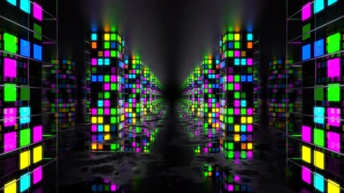 Colorful Neon Light Tunnel