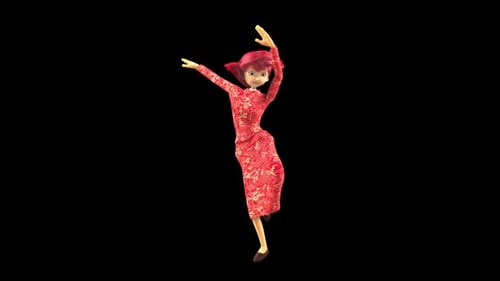 3D Animated Character Dancing in Chinese New Year Dress