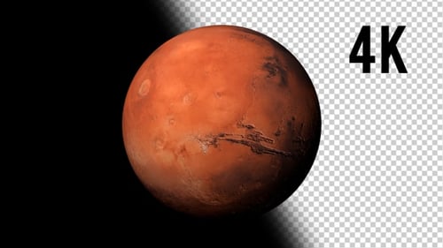 Rotating Red Planet Mars in Outer Space