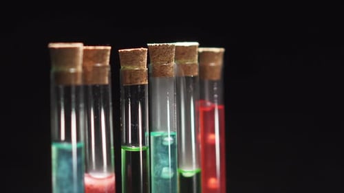 Colorful Liquids inside Science Test Tubes