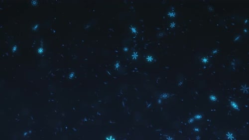 Seamless Loop of Glowing Blue Snowflakes