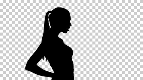 Silhouette girl walking, Alpha Channel