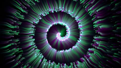 Abstract Fluid Particle Spiral Animation with Neon Glow