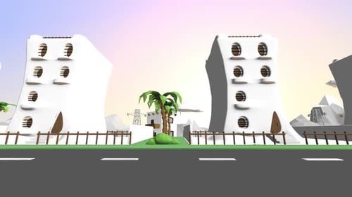 City Street Looped 2 de dibujos animados en 3D