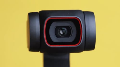 Web Camera Rotating on Yellow Background