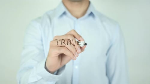 Viajar, escribir en pantalla transparente