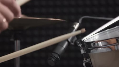 Close Up Of Man Playing Drums